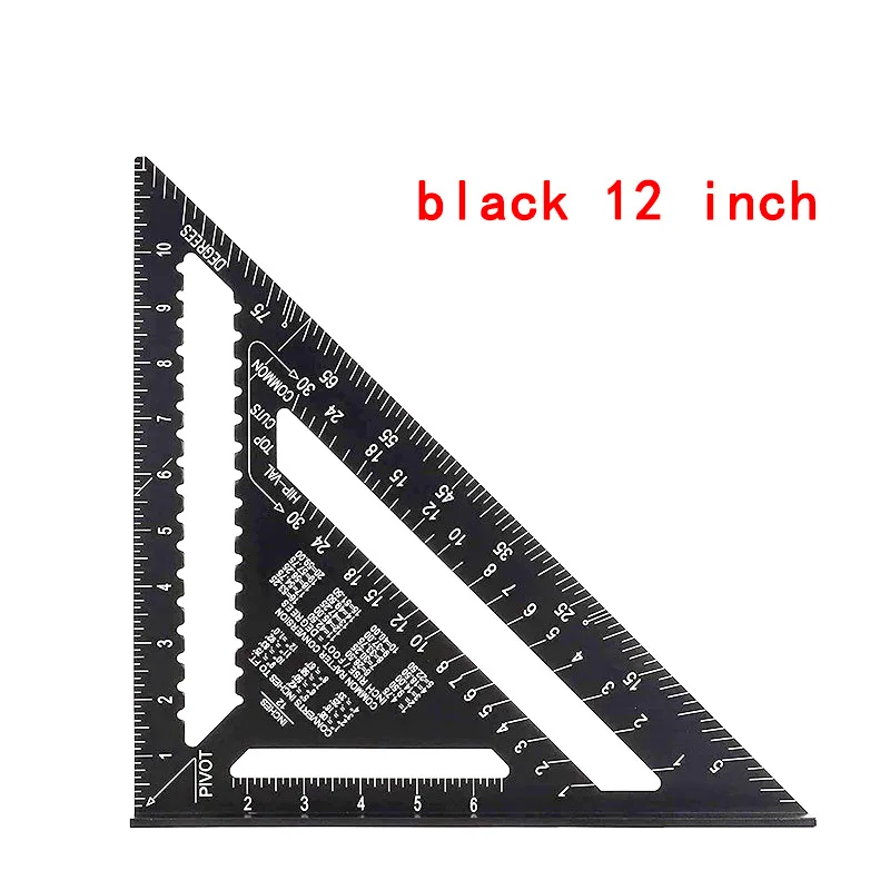 7/12 Zoll Aluminium-Dreieckslineal, Tischler-Messlayout-Werkzeug, quadratischer und metrischer/impernischer Winkelmesser für die Holzbearbeitung – Detail 9