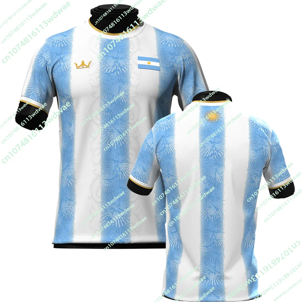 2026 Argentina Jersey Football 3D Print Men's T-Shirt Sports Quick-Dry For Fans Top KID Sports Family Boys Fans Footy Jerseys