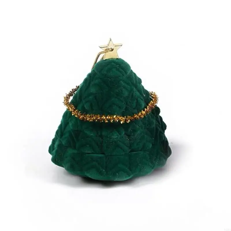 N5KA Ring Bearer Box Premium Ring Display Holder Xmas Tree Shaped Ornament