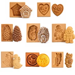 Cookie Molds for Baking Wooden Cookie Cutter 3D Gingerbread Cookies Moulds Press Cake Embossing Pumkin Bakery Gadgets Stamps