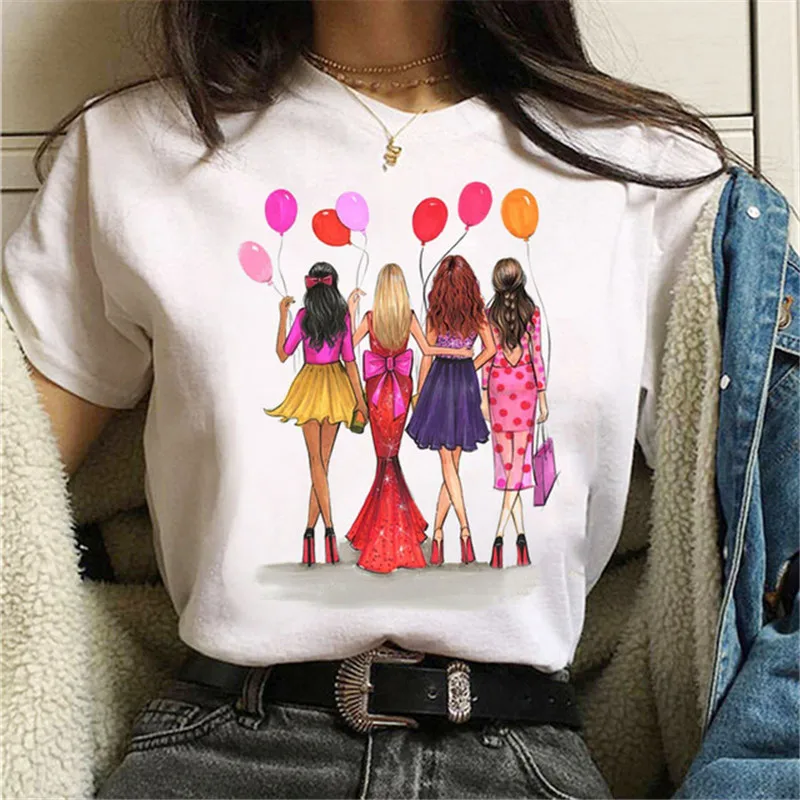 Fashion Friends Women Tshirt Cartoon Graphic Printed Ladies T Shirt Hip Hop Women Shirts Summer Top Streetwear Female Clothes