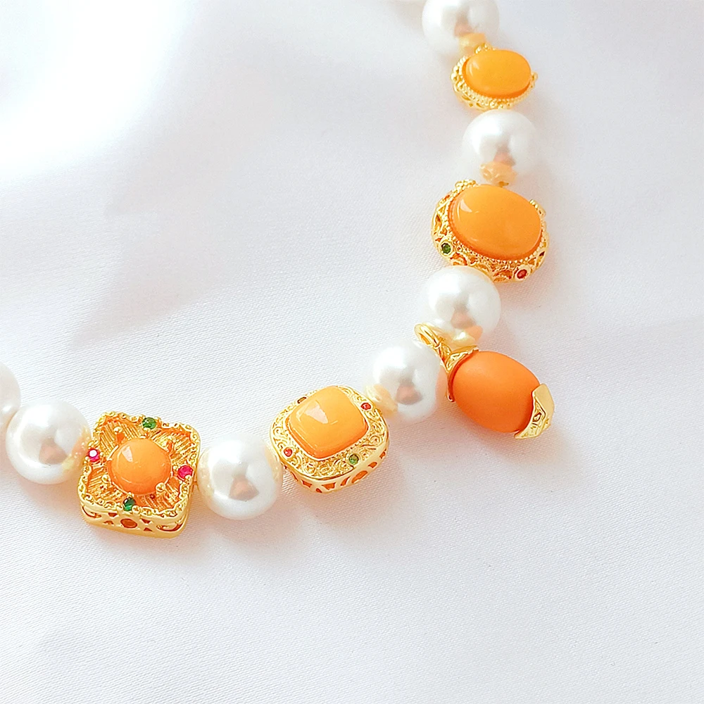 Gold-plated Brass Inlaid Beeswax Zircon Elliptical Square Spacer Bead DIY Jewelry Making Necklace Bracelet Accessory Materials