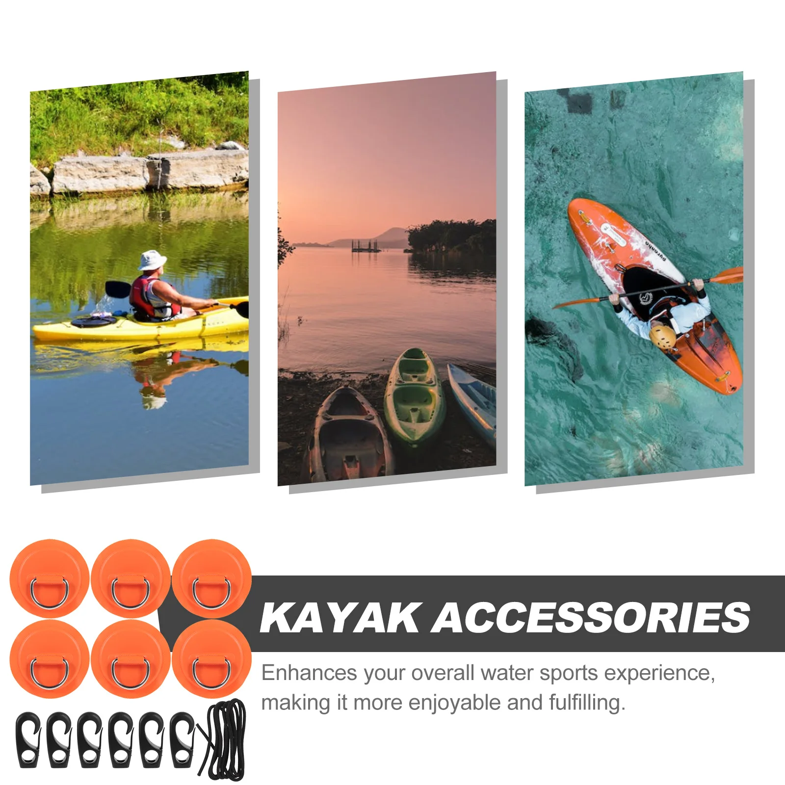 

Kayak D-Ring Pads Kit Inflatable Boat Accessory Stainless Steel Nylon PVC Easy Maintain Transport Lightweight Compatible