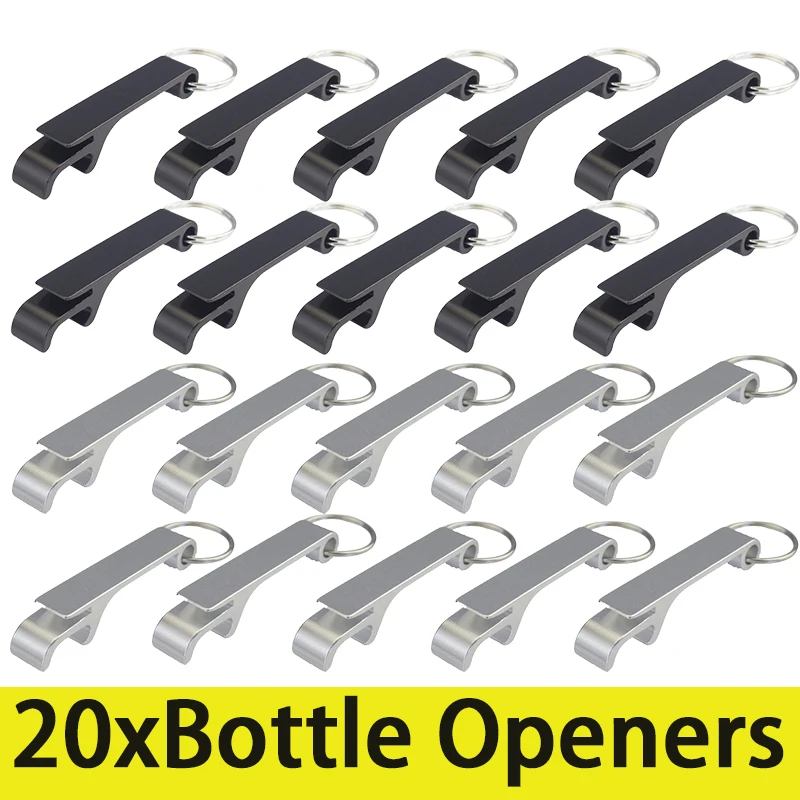 

20Pcs Portable Beer Bottle Opener Keychain Mini Pocket Aluminum Alloy Beverage Beer Bottle Opener Wedding Party Favor Gifts