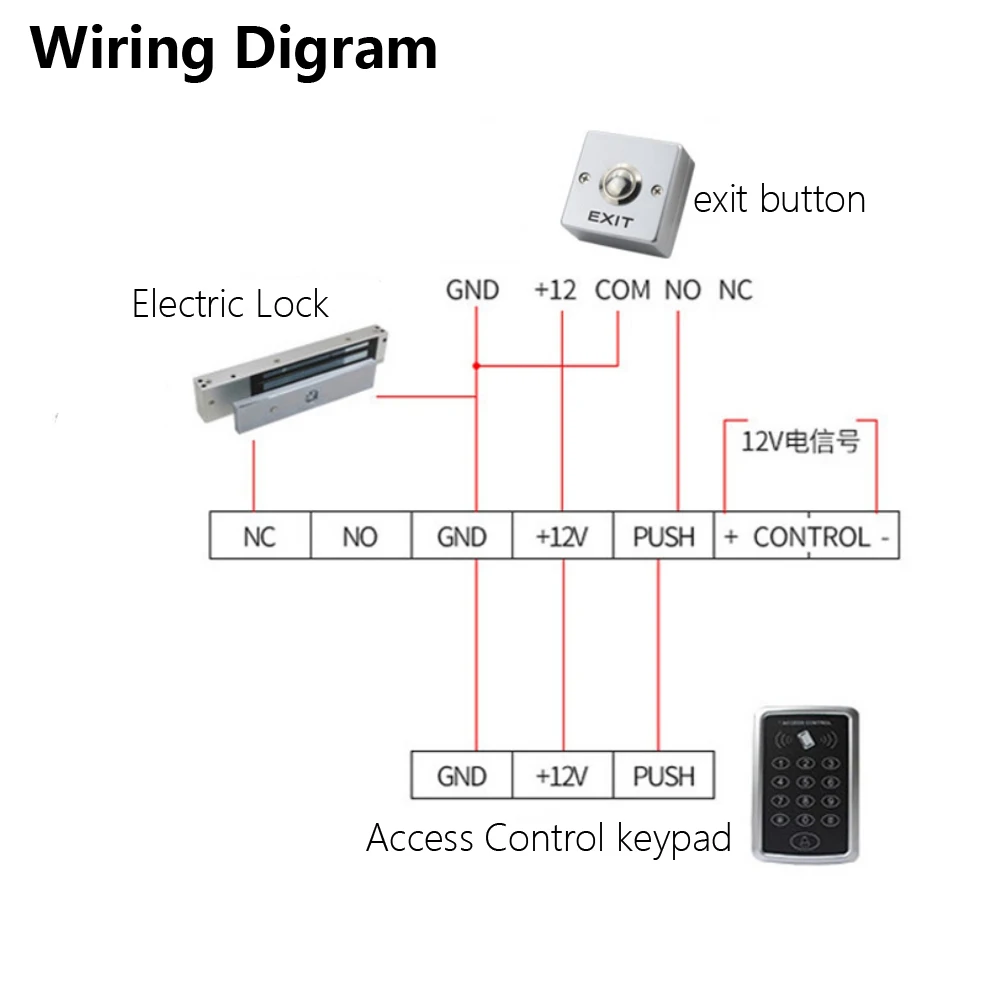 NO/COM Zinc Alloy Exit Button Switch Push Exit Button Door Release Switch for Access Control System