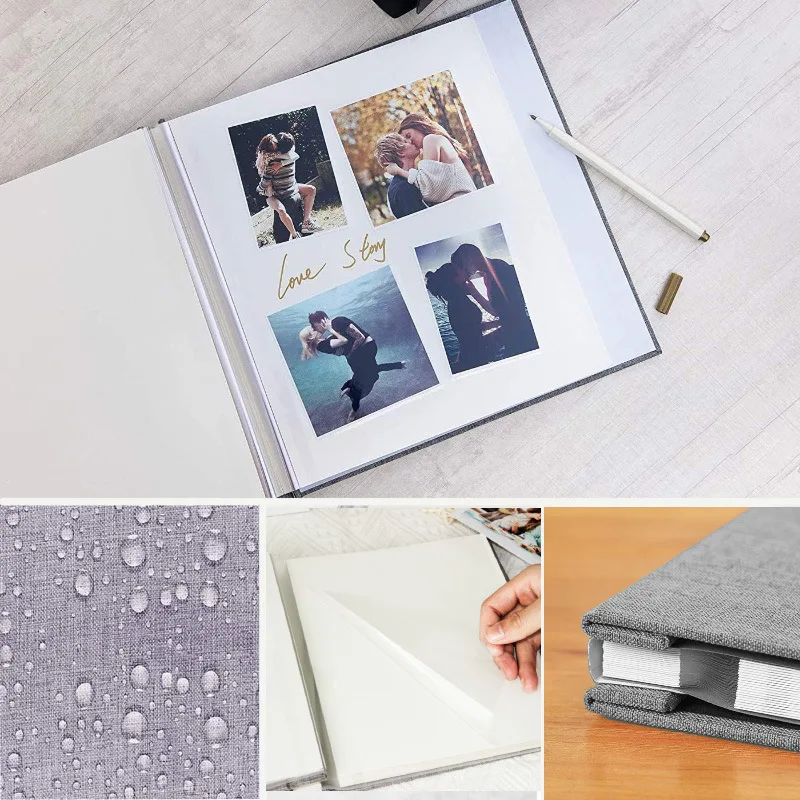 16 Inch Solid Color Photo Album Linen Self-adhesive Laminating DIY Photo Album 20 Sheet Family Anniversary Wedding Photo Storage