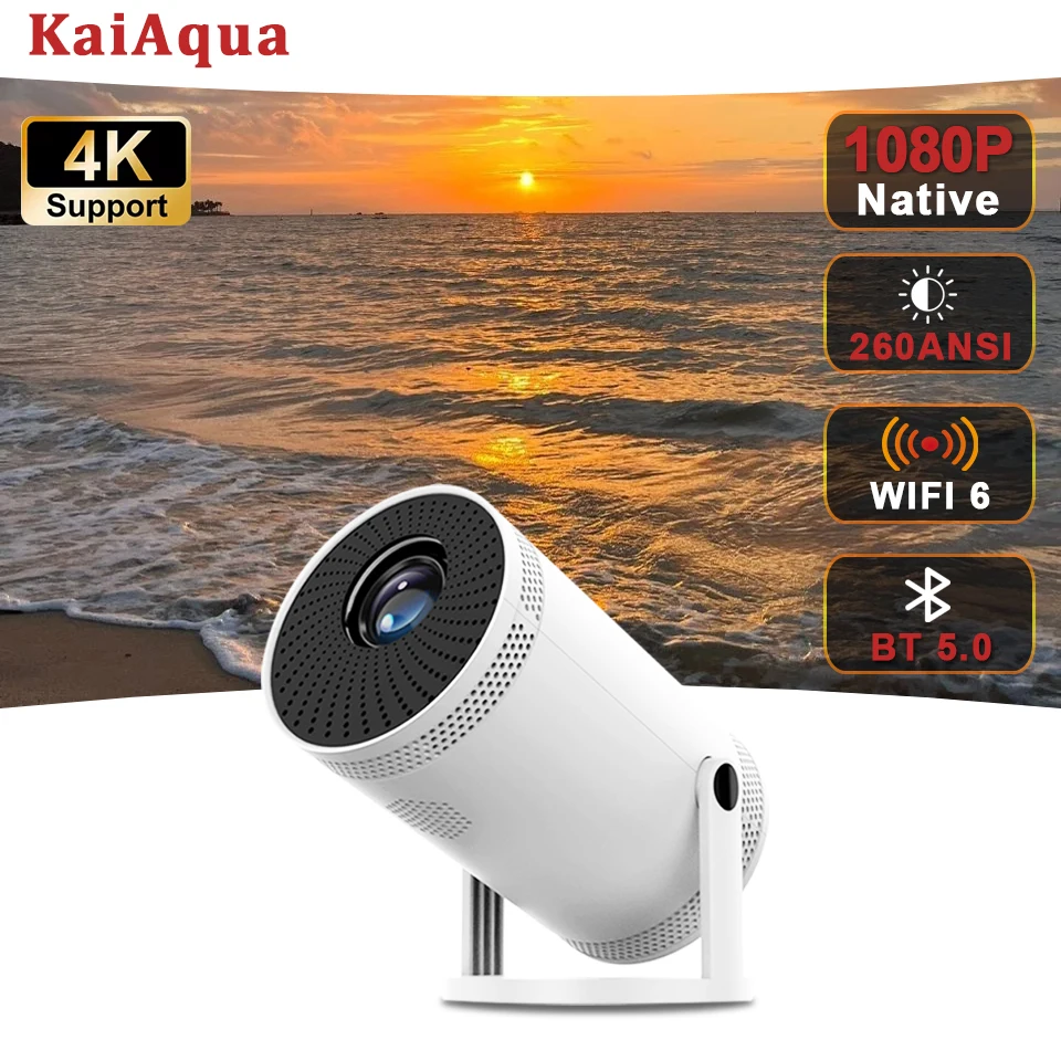 

KaiAqua Auto Focus HDMI Projector Native 1080P 260ANSI 4K Wifi6 BT5.0 FY300 Allwinner H713 Home Cinema Projector PK HY300 New