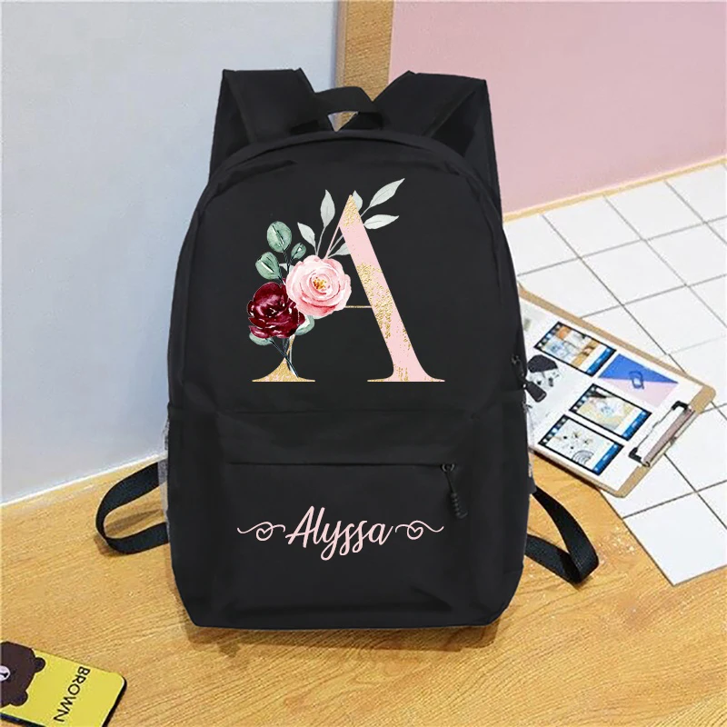 Personalised Custom Name with Initial Backpack with Girls Kids Children Pre Schoolbag Rucksack School Bag Backpack Child Gifts