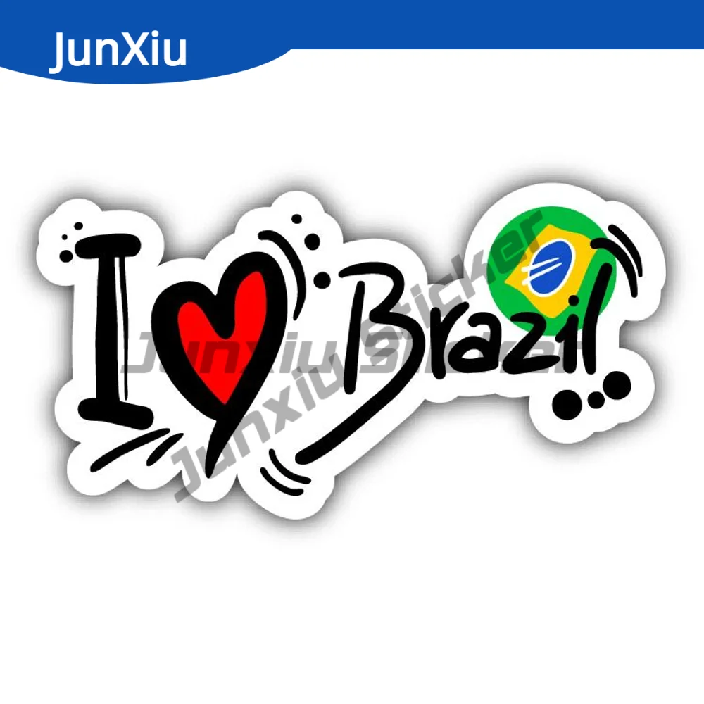 

I Love Brazil Flag Sticker Brazilian Travel Slogan High-quality Decal Car Bumper Window Phone Trunk Guitar Cover Scratches Exter
