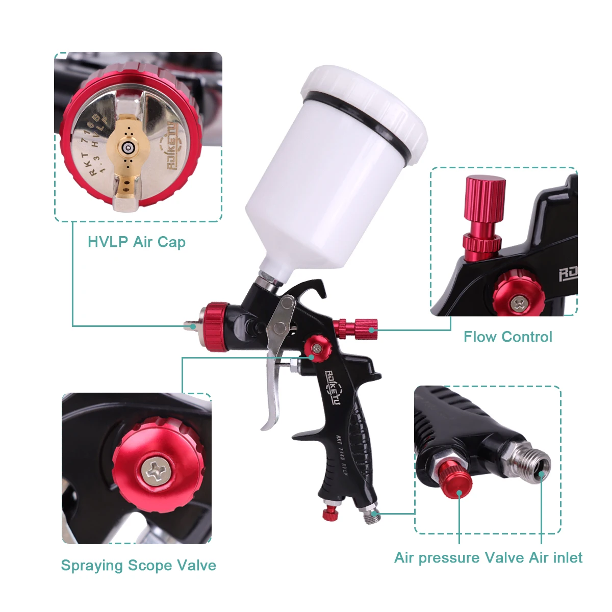 1.3mm Nozzle 716 Professional HVLP Paint Spray Gun Airbrush For Painting Car Aerograph Pneumati Tool