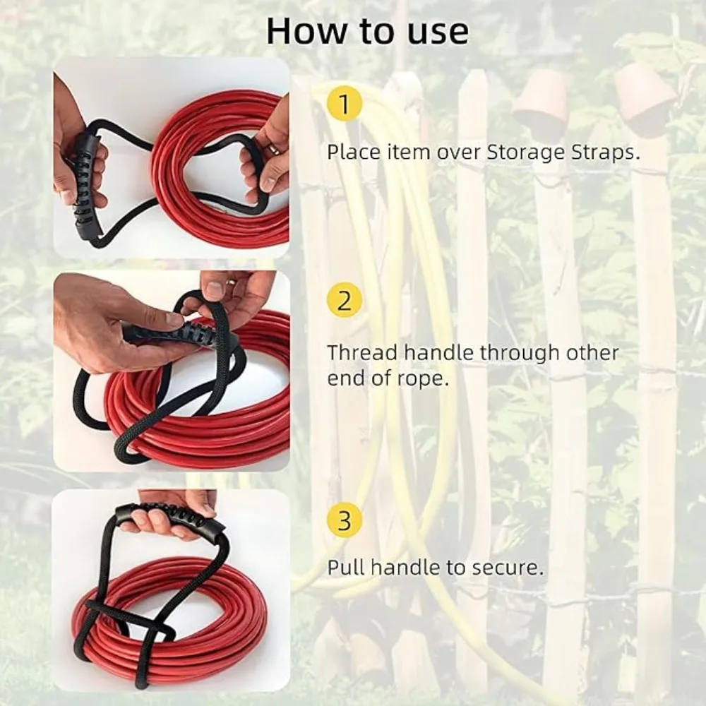1-20Pcs Heavy-Duty Storage Strap with Handle Extension Cord Black Organization for Hoses, Cords-Multipurpose Home, Garage, Boat