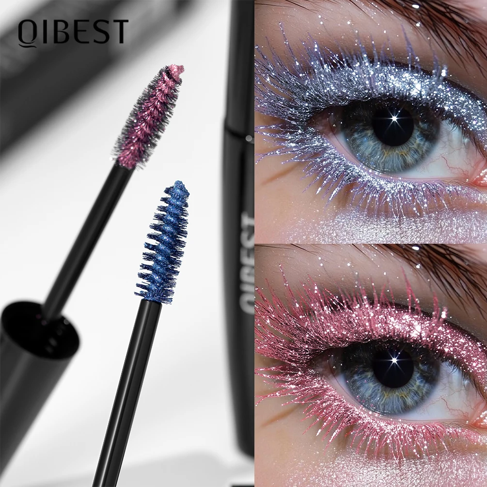 

Qibest Black Thick Eye Black Lengthened Waterproof Sweat Proof Blue Red Sliver Colorful Long Lasting Mascara Setting Cream
