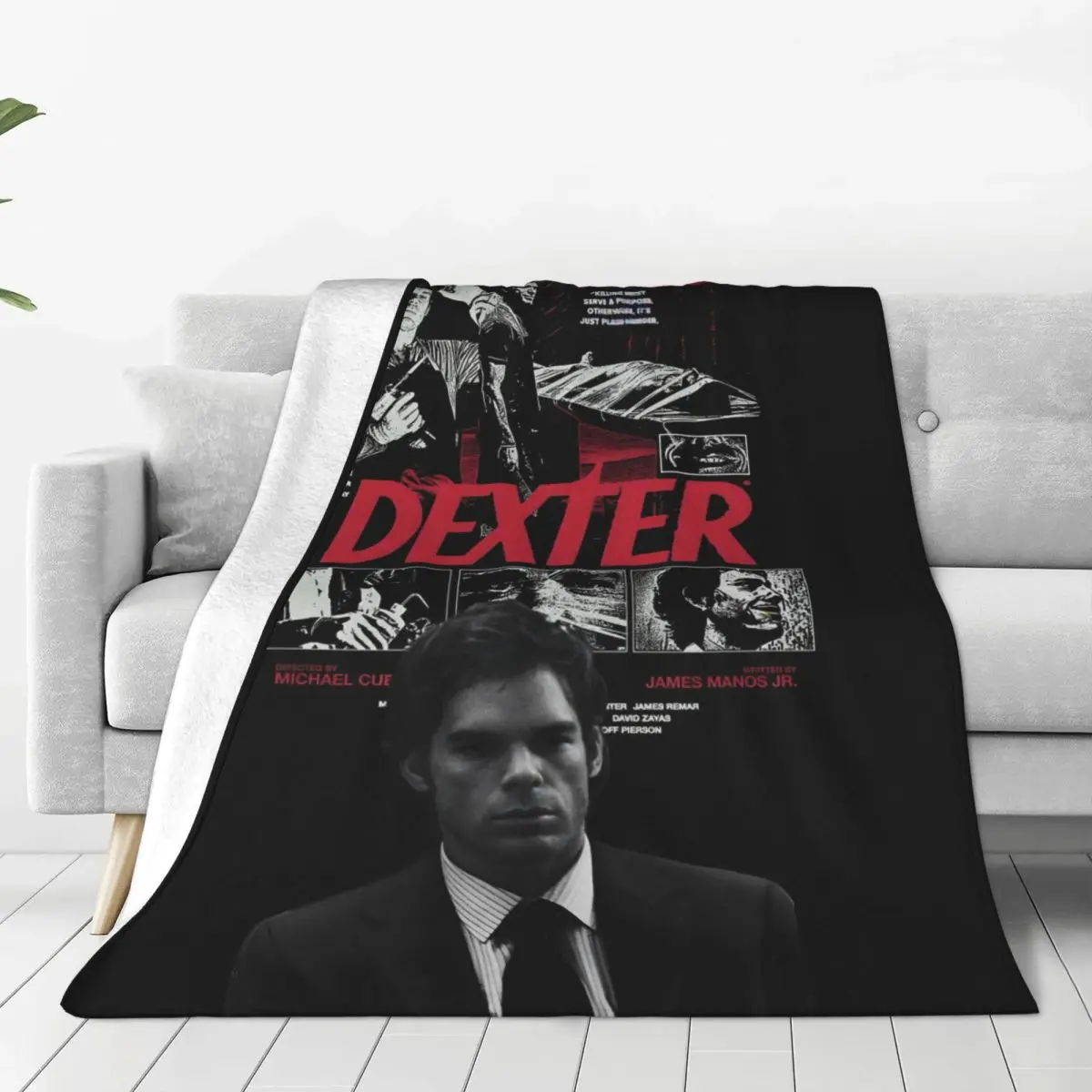 Custom Dexter Morgan Blanket Warm Fleece Soft Flannel Movie Throw Blankets for Bedroom Sofa Travel Autumn