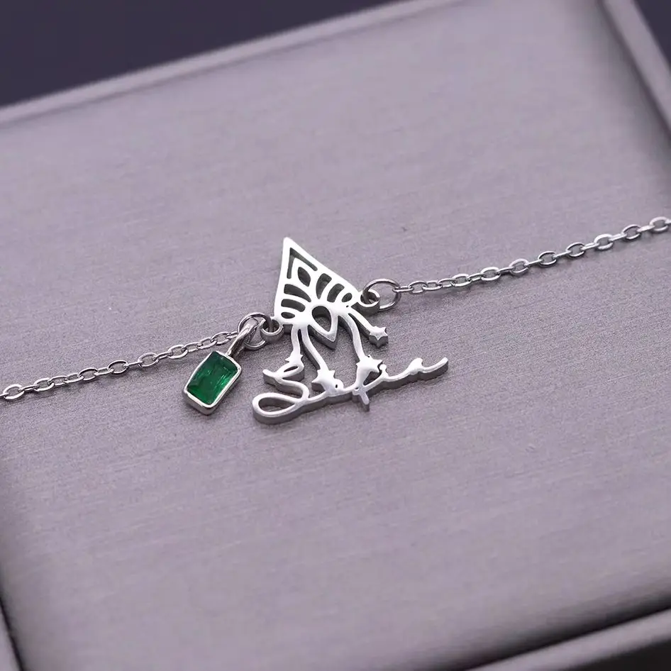 Todorova Personalized Wizard Hat Butterfly Bracelet, Custom Name Stainless Steel Bracelet, Magical Charm Jewelry for Women