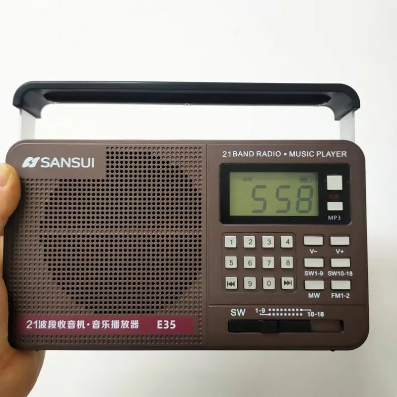 วิทยุพกพา รับสัญญาณวิทยุระหว่างประเทศทุกย่านความถี่ FM/MW/SW ช่องเสียบ 3.5 มม. ใช้แบตเตอรี่ เหมาะสำหรับผู้สูงอายุ