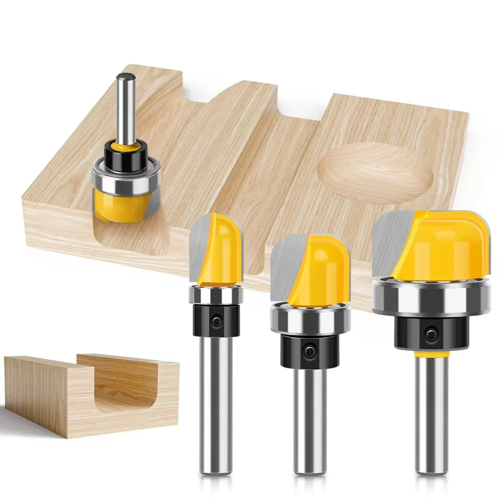 

1PC 1/4" 6.35MM 6MM Shank Milling Cutter Wood Carving 1/2" 3/4" 1-1/8" Diameter Bowl & Tray Template Router Bit Wood Cutting