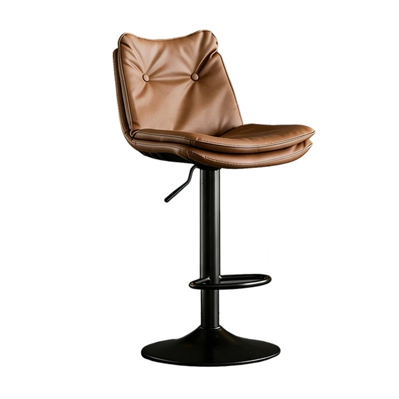 Wrought iron leather home bar stool back, light luxury fashion high stool