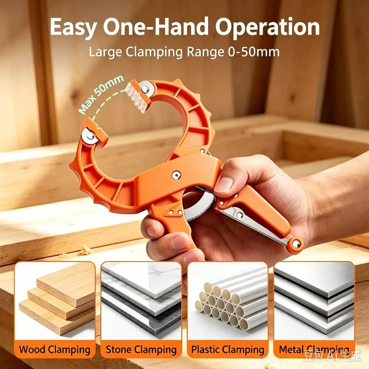 Quick Ratchet Woodworking Clamp C-Frame Fixing Tool Press Plate Tightener Powerful