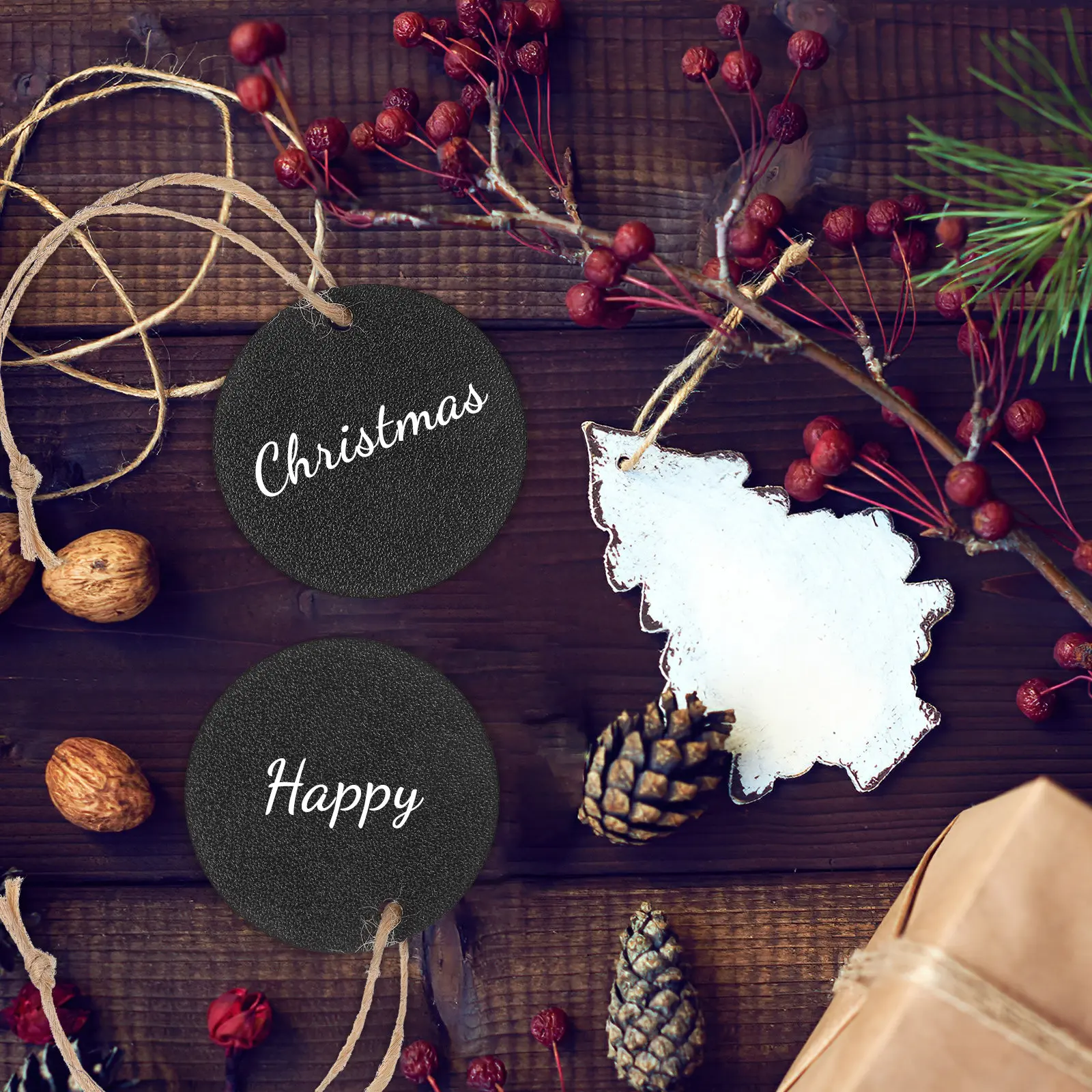 10Pcs Mini Hanging Wooden Chalkboards Two-Sided Round Blackboard for Wedding Party Craft Decoration DIY Labels Message Sign