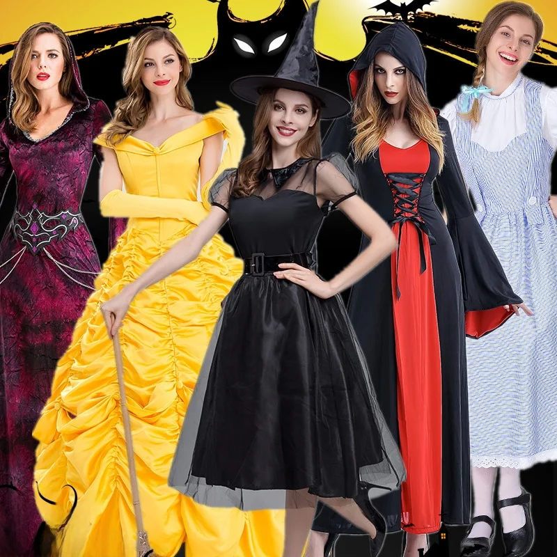 Costume da Halloween per adulti Capelli lunghi Biancaneve Dr Anna Cenerentola Belle Elsa Princ Dr Fibra di poliestere 00% Costume di scena