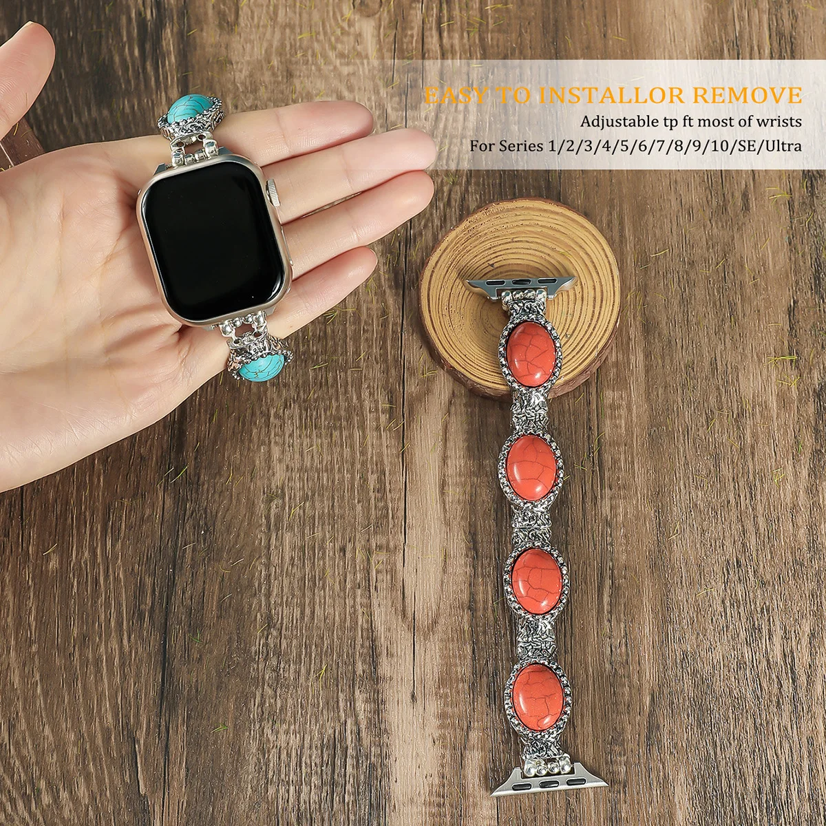 حزام مجوهرات فيروزي عتيق لساعة - مراجعة Vintage Jewelry Watches Women وسعره