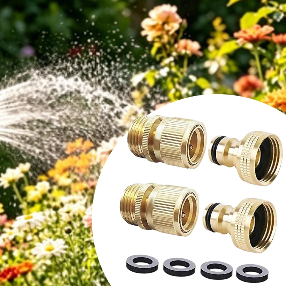 Brass Quick Connect Fitting for Standard Garden Hoses 3/4 Inch GHT Thread Ensures Tight Seal and Repeated Reliability