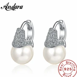 New 925 sterling silver earrings zircon pearl 18K gold electroplated earrings for women party engagement jewelry gifts weight