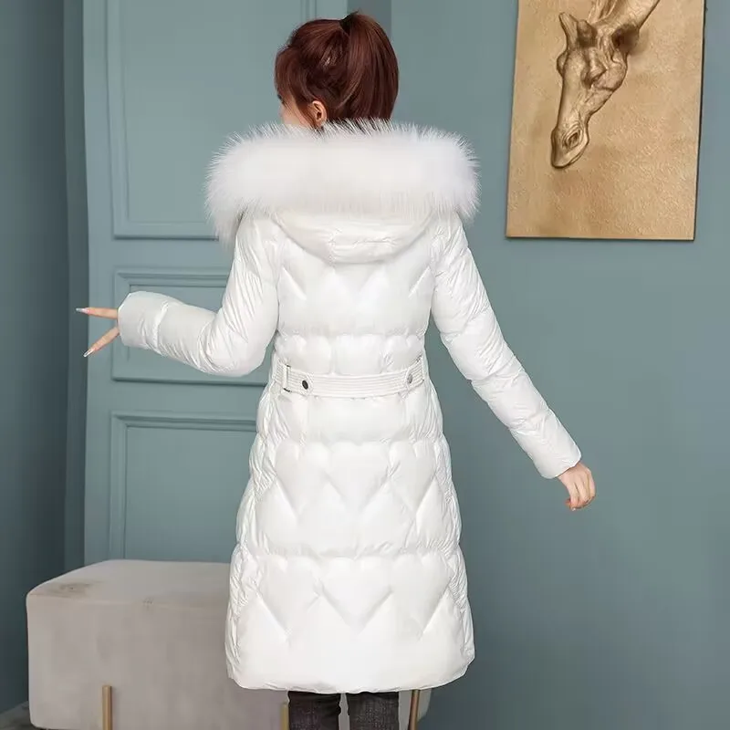 Winter Women Jacket White Female Coat New 2023 Warm Coat Female Outerwear Fur Fashion Hooded Winter Waterproof Women Jacket