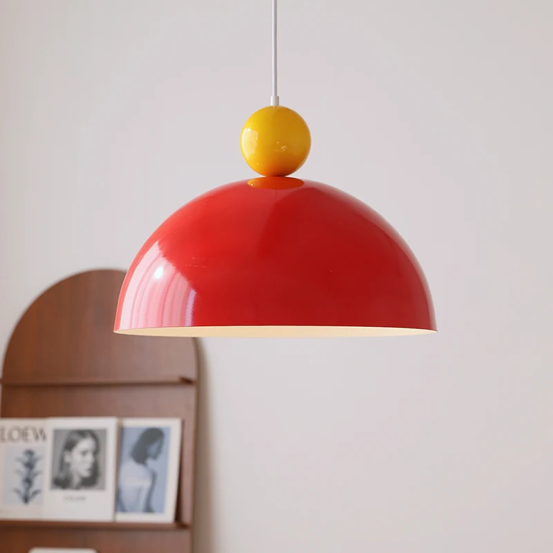 Bauhaus Colour Dome pendant lamp Retro red orange Semicircle lamp Dining room Simple Modern Living Room Island Interior lamp