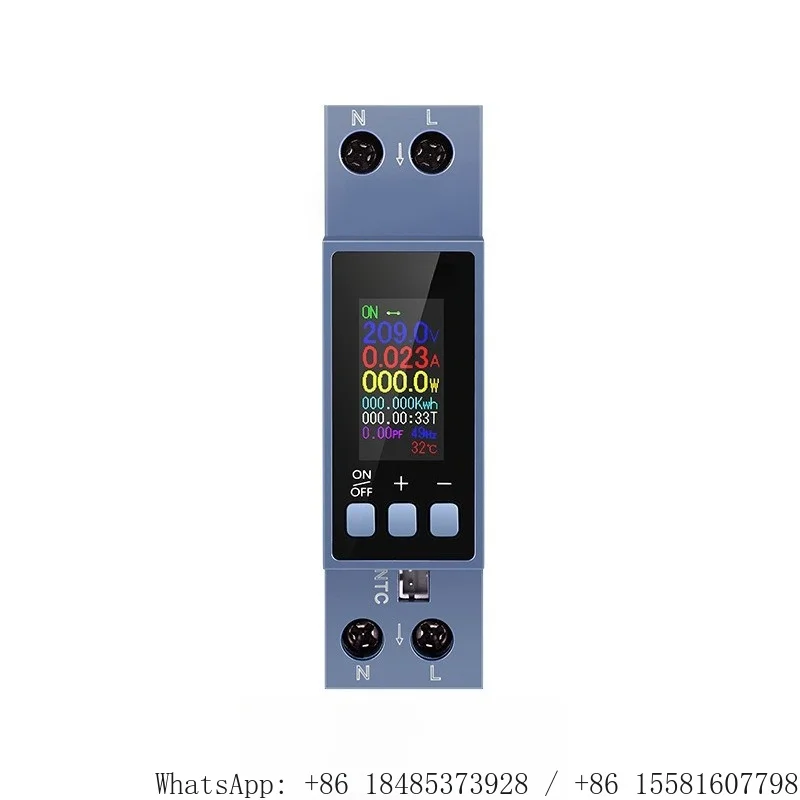 WiFi Din Rail Energy Meter AC 100-290V 40A Digital Voltage Ammeter Power Factor Temperature Monitor