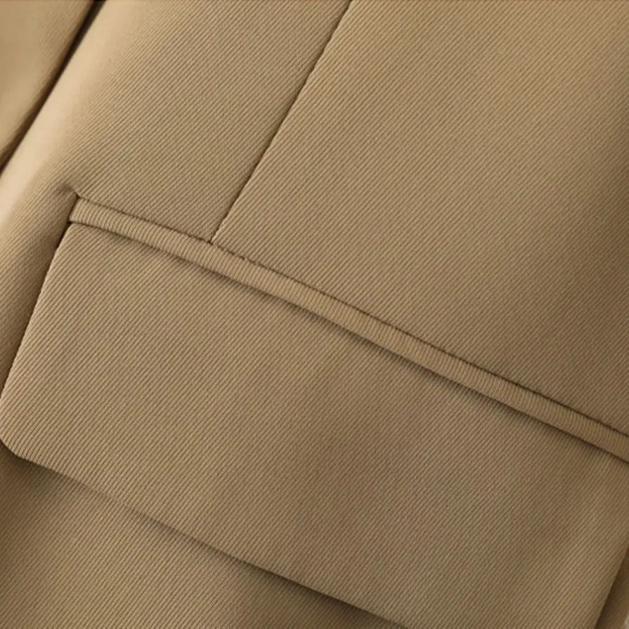 여성 카키 컬러 슬림핏 세트 조끼, 직장인 상의 코트, 날씬해 보이는 분위기, 용수철 가을