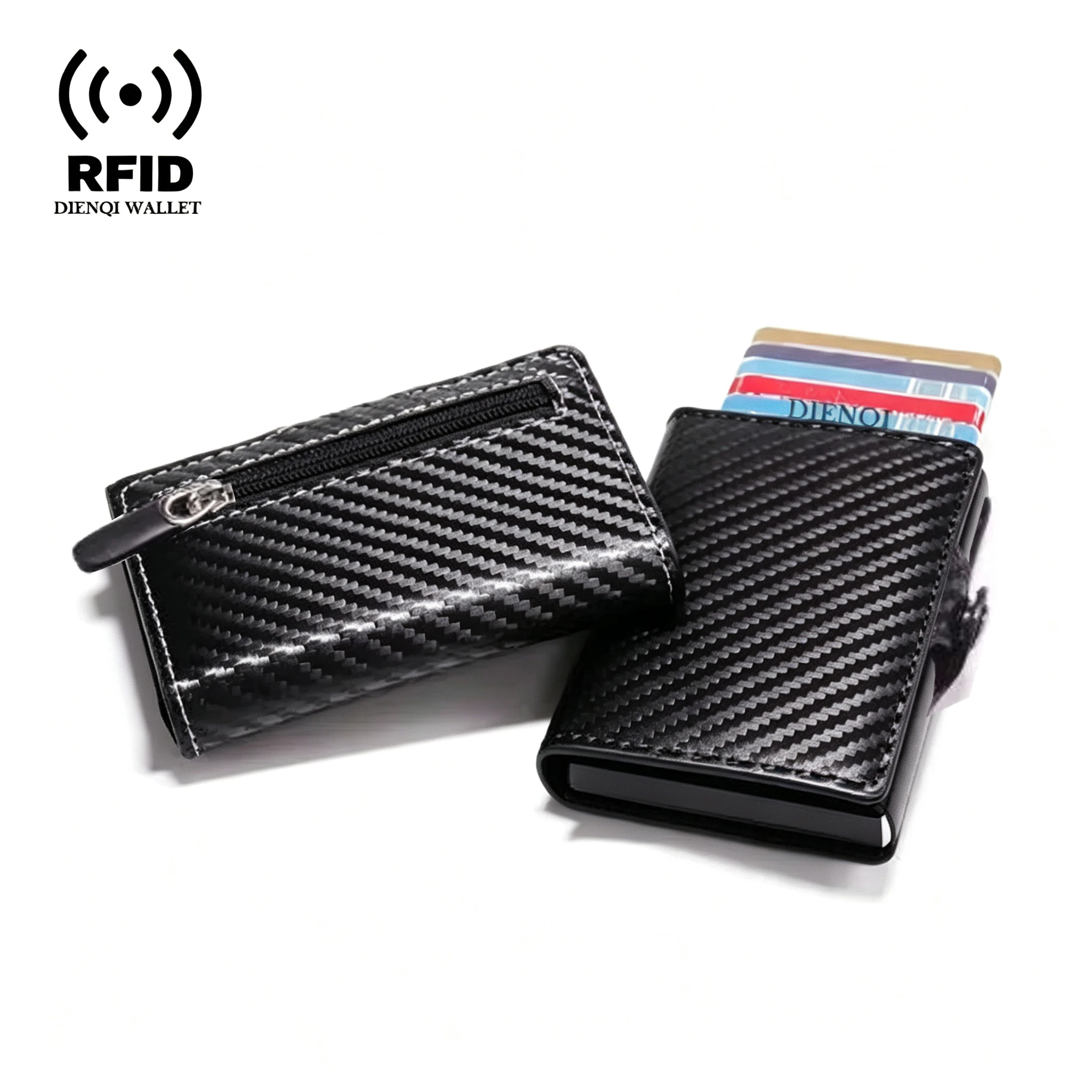 Carbon Fiber Rfid Blocking Protection Men ID Credit Card Holder Wallet Leather Metal Business Bank CreditCard Cardholder Case
