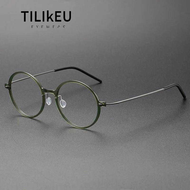 الدنمارك اليدوية المسمار النظارات مصمم النايلون الرجعية النظارات المستديرة الإطار الاتجاه الرجال والنساء خفيفة إطارات التيتانيوم #1
