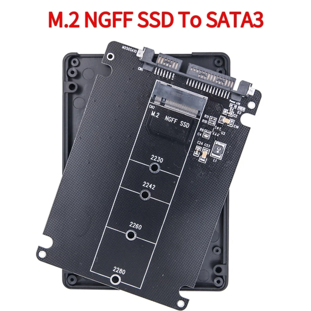 M.2 NGFF SSD To SATA3 External Hard Drive Box Dual-Use Hard Disk Adapter Board M.2 NGFF To SATA3.0 Adapter Card for PC