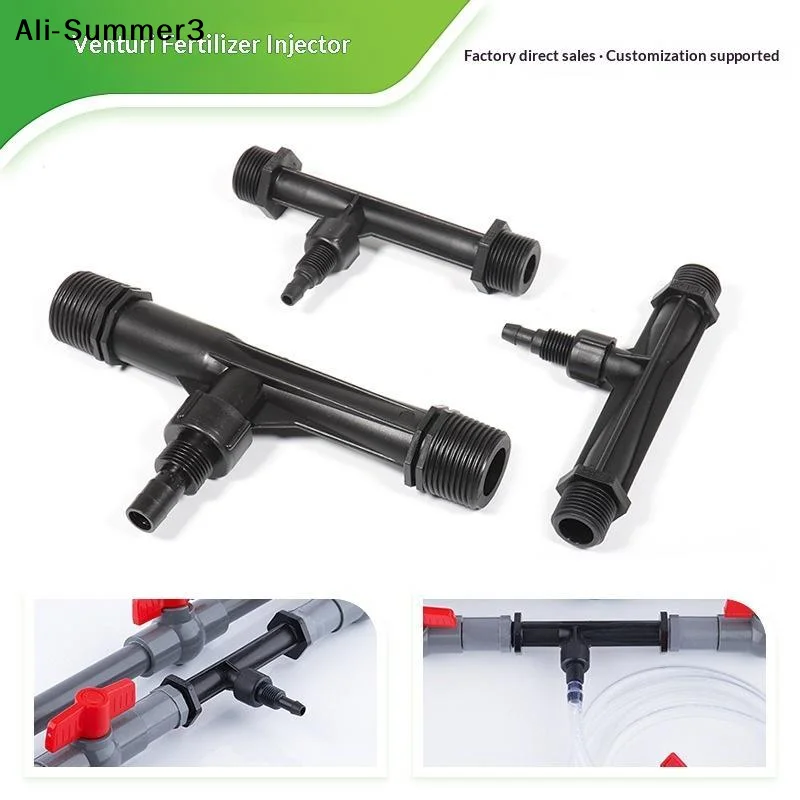 【Av】Heavy Duty Black Venturi Irrigation Injector Leakproof Design Multiple Sizes For Garden Farm Yard Watering Use