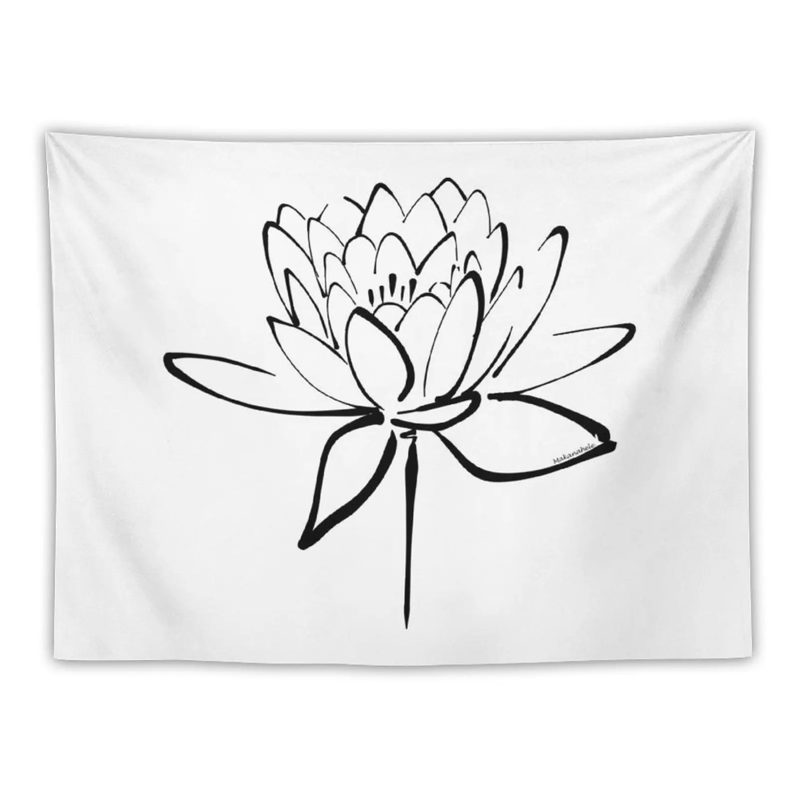 

Lotus Flower Calligraphy (Black) Tapestry Tapete For The Wall Bedroom Decorations Tapestry