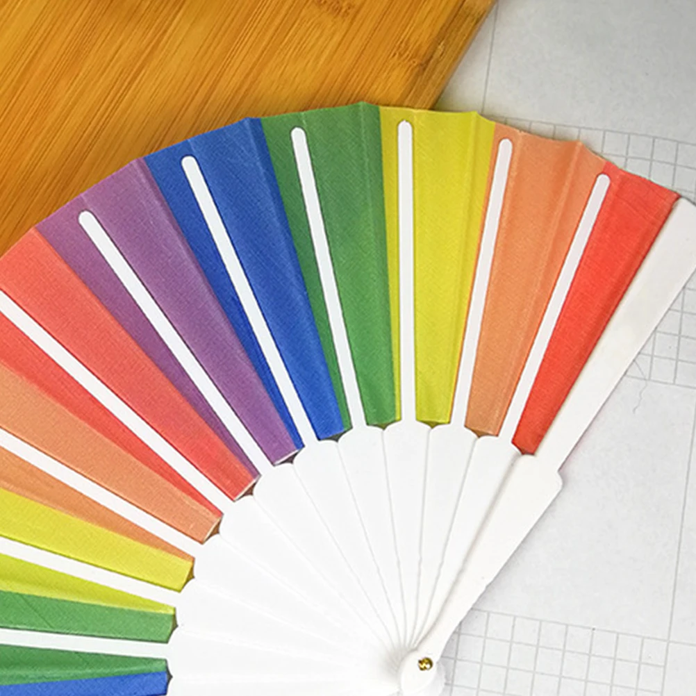 

Beautiful Handcrafted Chinese Rainbow Folding Fan 23Cm Portable for Summer Parties Gifts and Decor Portable Rainbow Fan