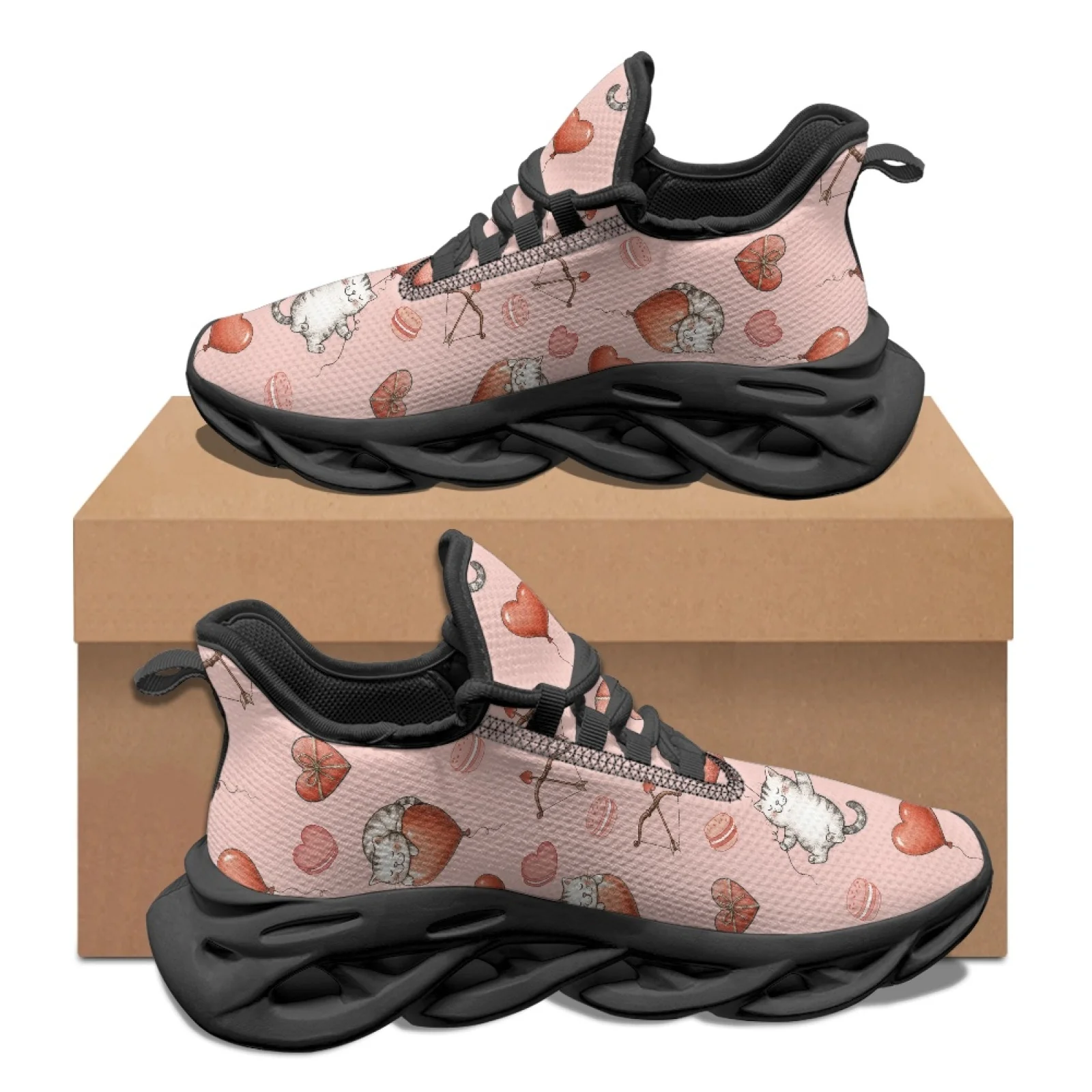 PENSTROLL Heart Shaped Cat Men's Running Shoes Athletic Shoes for Teens Casual Athletic Trainer