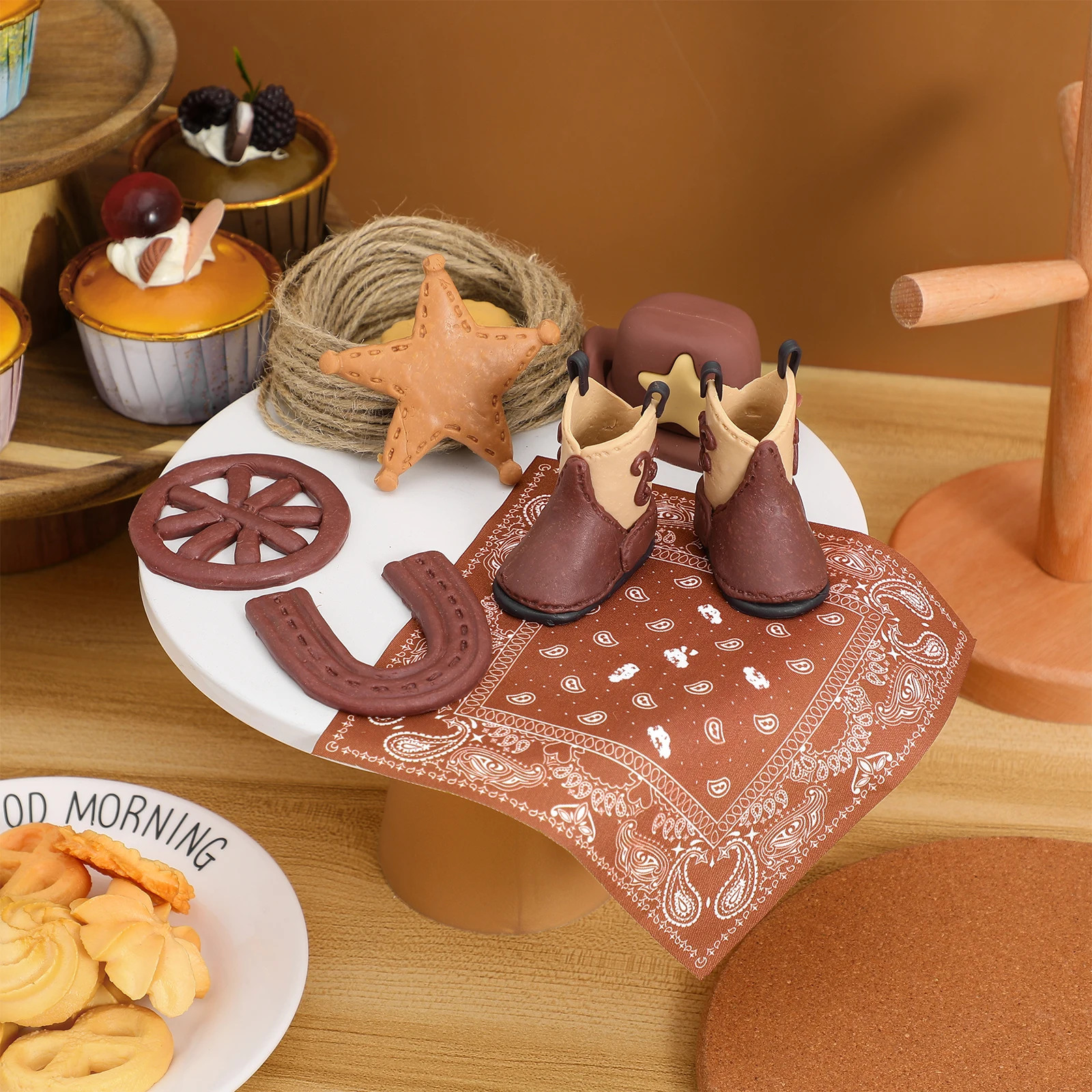 

Western Cake Decor Decoration Cow Boy Cupcake Toppers Plastic Balls Decorations