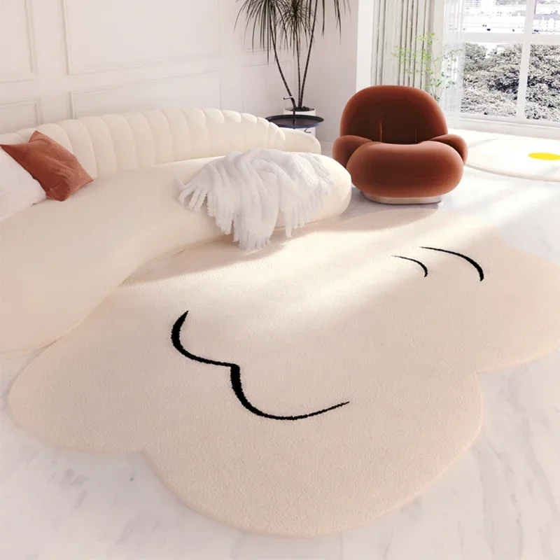 

Modern Minimalist Living Room Fluffy White Plush Carpet Irregular Shape Design I Am Mat Lounge Non-slip Enlarged Thick Rug Ковры