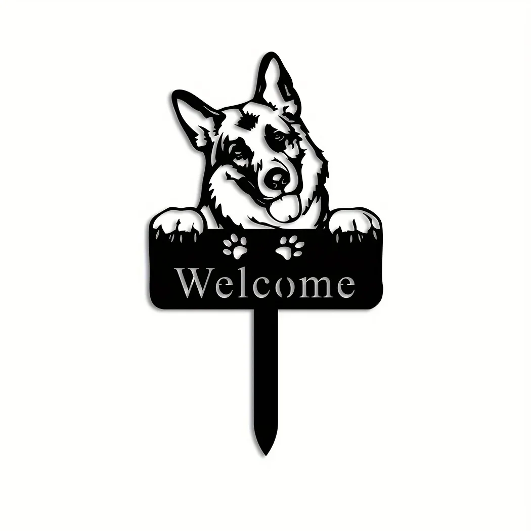 1pc German Shepherd Dog Memorial Stake Metal German Shepherd Dog Garden Decoration Stake Sign Iron Yard Stake Memorial Marker