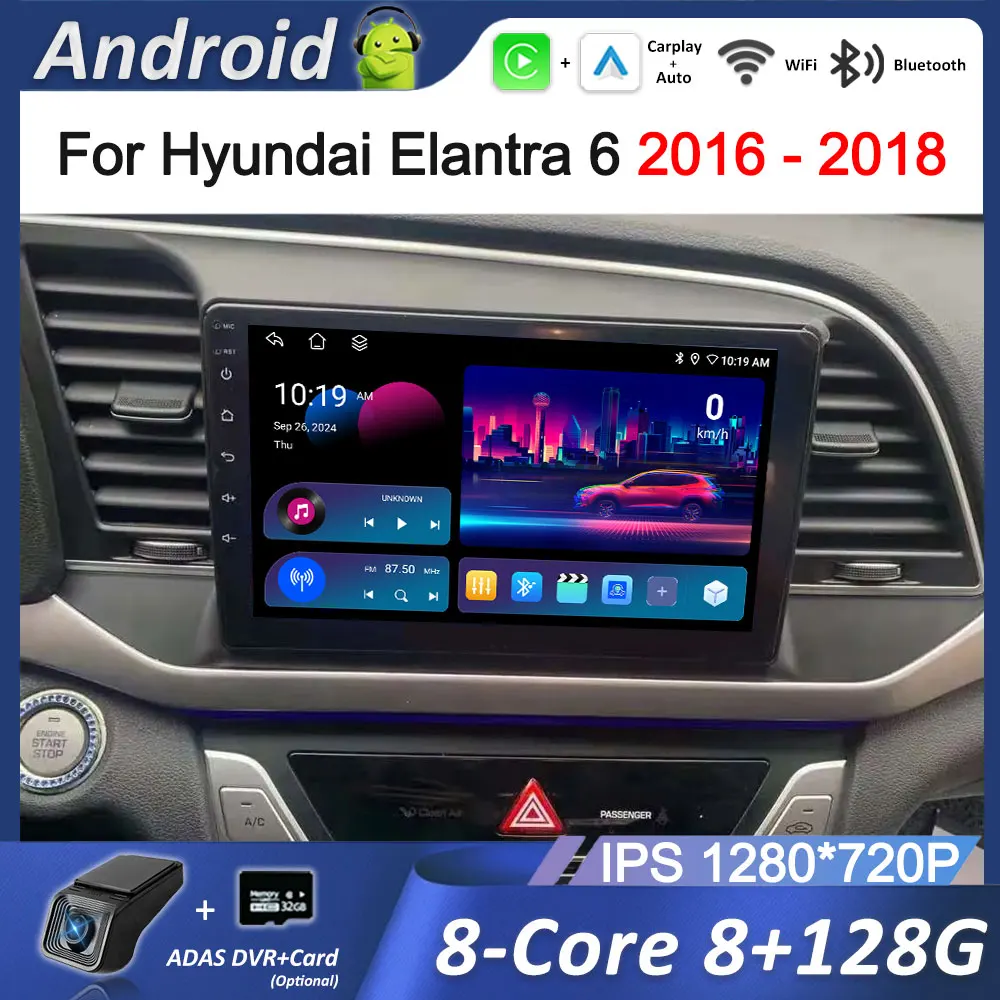 

ОС Android 9 дюймов для Hyundai Elantra 6 2016-2018 Автомобильный радиоприемник Видео Мультимедийный плеер GPS 4G BT WiFi Авто инструменты HD Сенсорный экран