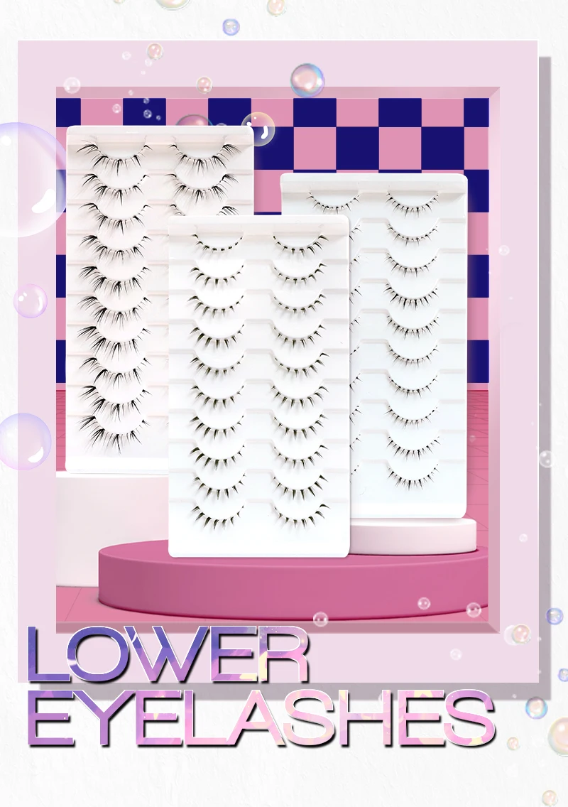 VIPUDA Untere Wimpern 5/10 Paar Natürliche Koreanische Augen Manga Untere Wimpern Cluster Klar Band Wispy Bottom Wimpern Cosplay Make-Up – Detail 1