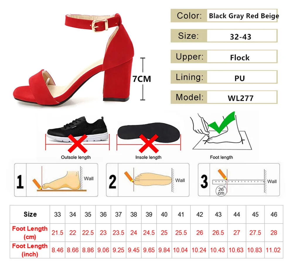 Sexy Pumps For Women High heels Open Toe Suede Thick heel Bridal Party Shoes Ladies Buckle Strap Gladiator Sandals 32-43 Black