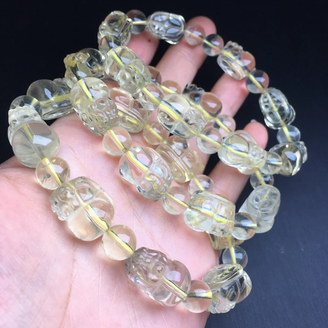

1 Pc Fengbaowu Natural Citrine Pixiu Bracelet 11x17MM Mythical Animal Pixiu Beads Crystal Fashion Jewelry Gift Women Men
