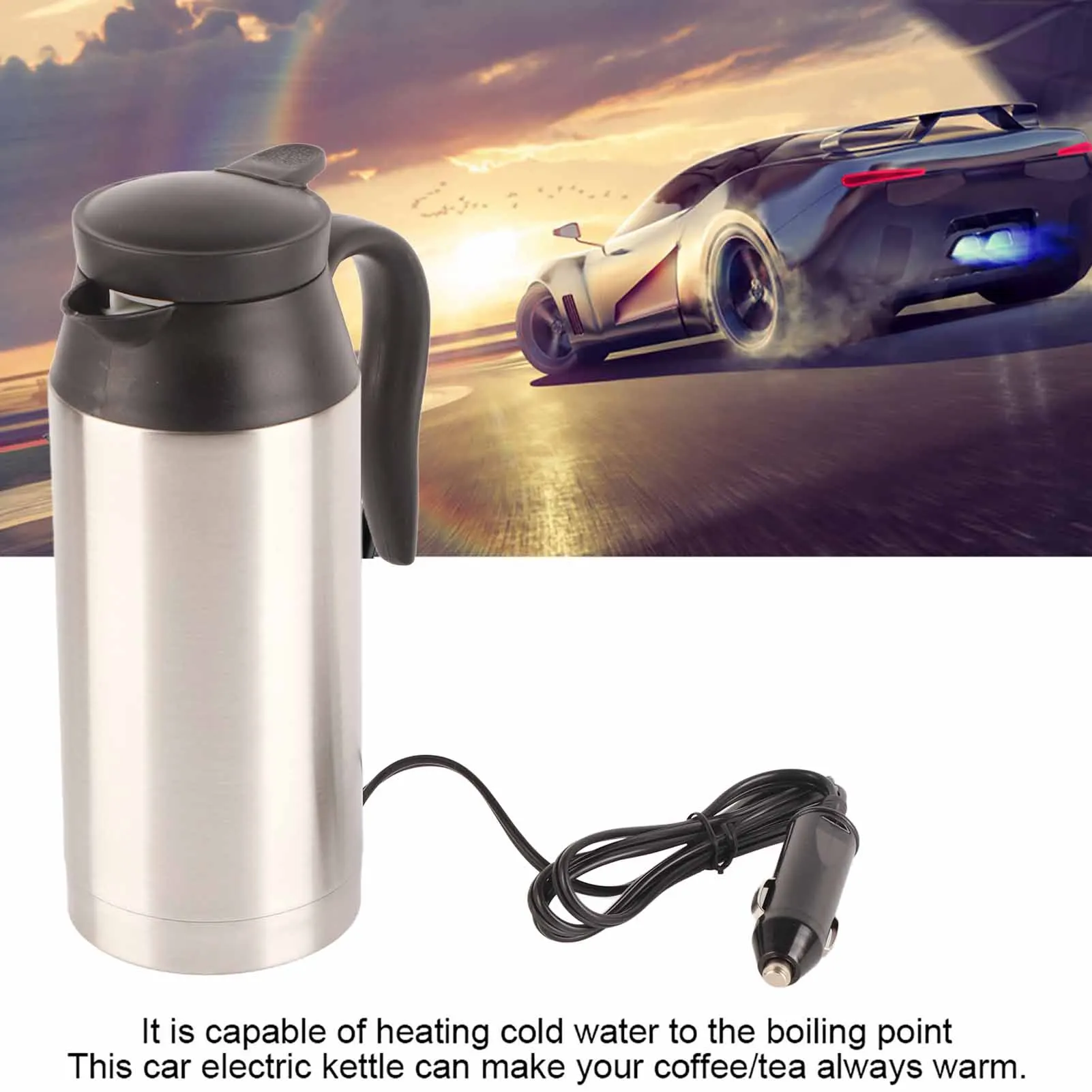 

12V Kettle 750ML Stainless Steel Car Electric Kettle Coffee Tea for Water Heating Cup 12V Kettle Stainless Steel Kettle