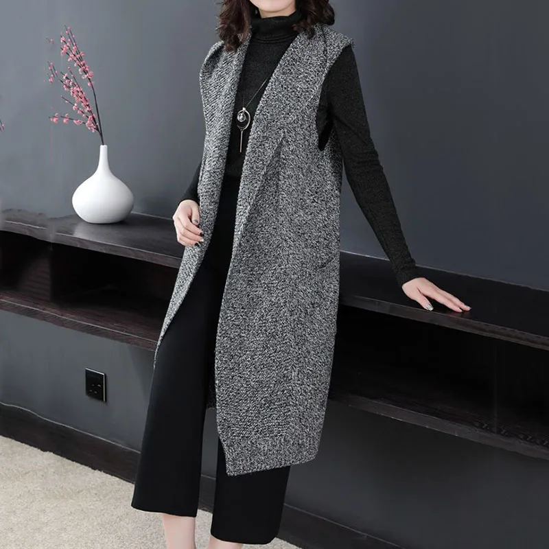 2023 New Autumn Winter Mid Mother Vest Jacket Women Fashion Long Sleeveless Waistcoat Coats Female Casual Outerwear Ladies Tops