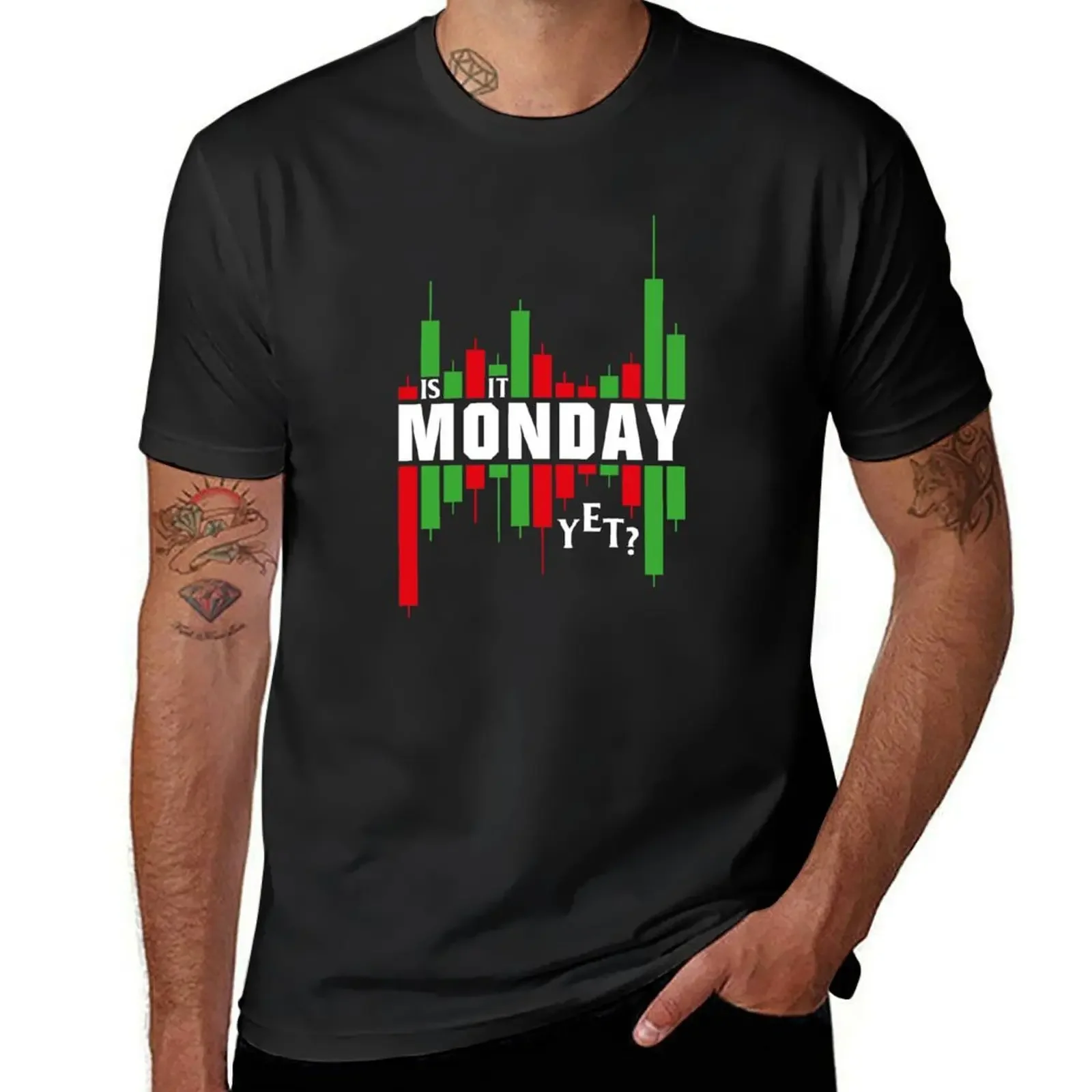 Is It Monday Yet Green Red Chart Bars T-Shirt customs plus size tops vintage clothes plus sizes Short sleeve tee men