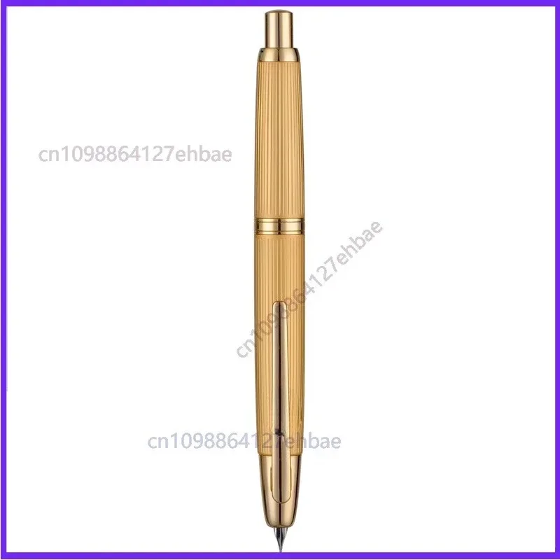 For Jinhao 10 Retractable Fountain Pen EF/F Nib with Ink Converter Pen for Writing Gift, Gold Stripe