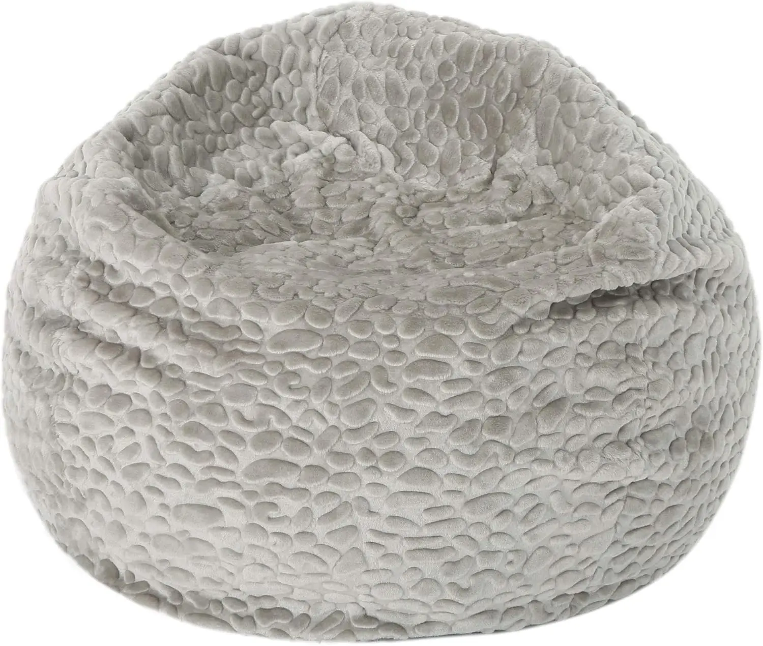 

Home Laraine Furry Glam Grey Pebble Pattern Faux Fur 3 Ft. Bean Bag, Small